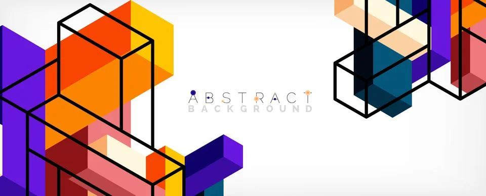 Abstract background. 3d cubes, cubic elements and blocks. Techno or business Illustrazione stock