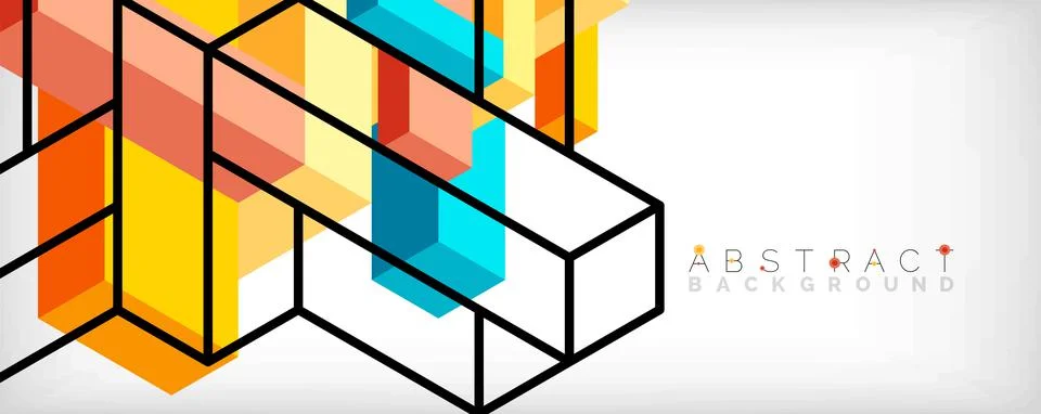 Abstract background. 3d cubes, cubic elements and blocks. Techno or business 스톡 일러스트