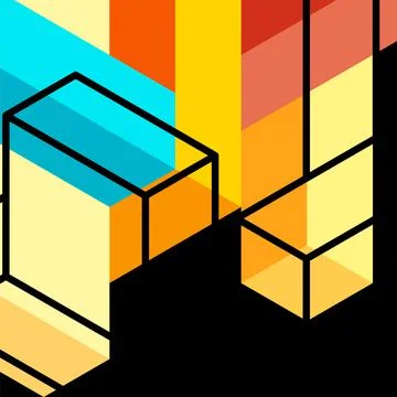 Abstract background. 3d cubes, cubic elements and blocks. Techno or business 스톡 일러스트
