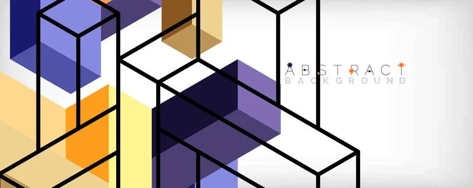 Abstract background. 3d cubes, cubic elements and blocks. Techno or business Illustrazione stock