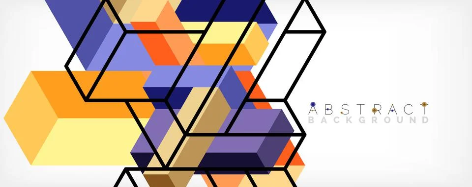 Abstract background. 3d cubes, cubic elements and blocks. Techno or business Illustrazione stock