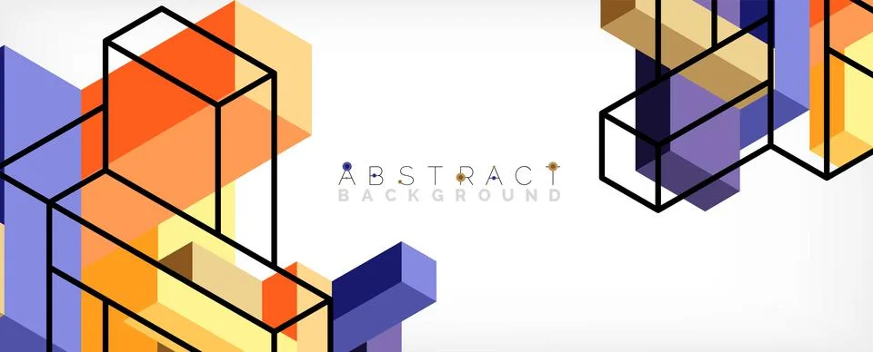 Abstract background. 3d cubes, cubic elements and blocks. Techno or business Stock Illustration