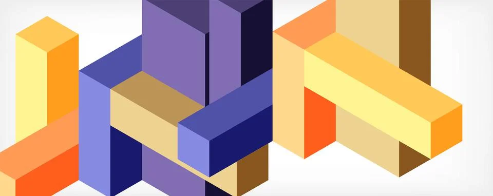 Abstract background. 3d cubes, cubic elements and blocks. Techno or business Illustrazione stock