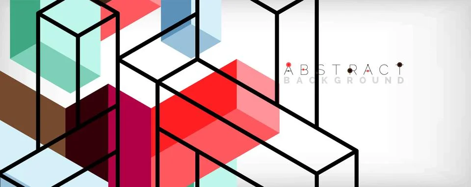 Abstract background. 3d cubes, cubic elements and blocks. Techno or business Stock Illustration