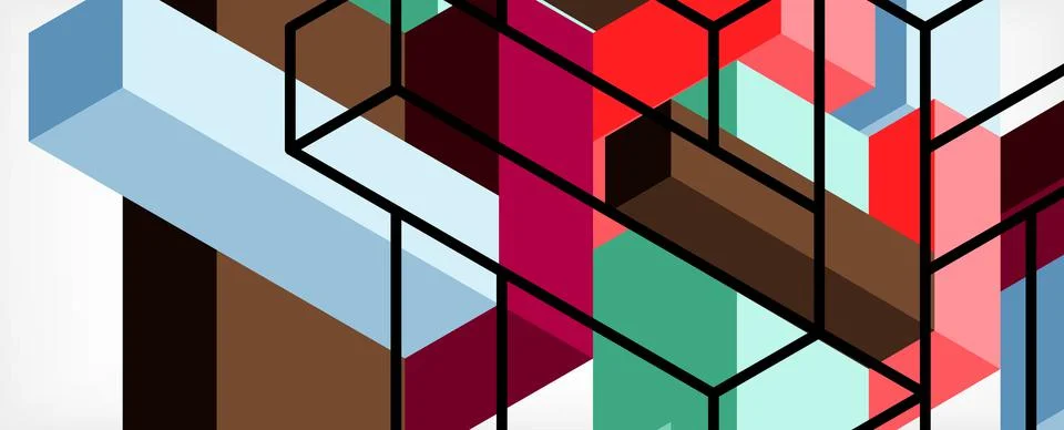 Abstract background. 3d cubes, cubic elements and blocks. Techno or business Illustrazione stock