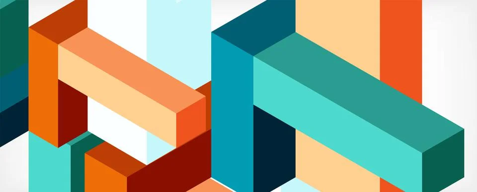 Abstract background. 3d cubes, cubic elements and blocks. Techno or business 库存插图