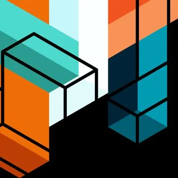 Abstract background. 3d cubes, cubic elements and blocks. Techno or business Illustrazione stock