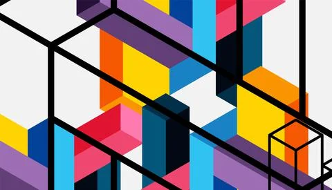 Abstract background. 3d cubes, cubic elements and blocks. Techno or business 스톡 일러스트