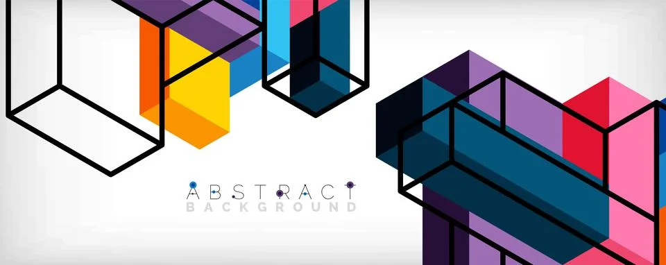 Abstract background. 3d cubes, cubic elements and blocks. Techno or business Illustrazione stock
