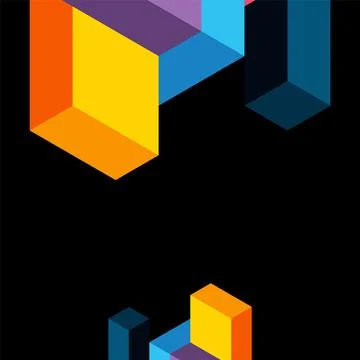 Abstract background. 3d cubes, cubic elements and blocks. Techno or business Stock Illustration