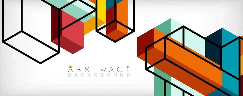 Abstract background. 3d cubes, cubic elements and blocks. Techno or business Stock Illustration