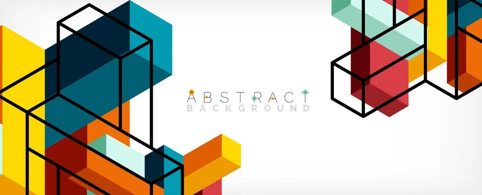 Abstract background. 3d cubes, cubic elements and blocks. Techno or business Illustrazione stock