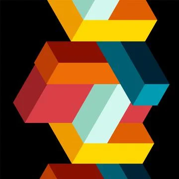 Abstract background. 3d cubes, cubic elements and blocks. Techno or business Stock Illustration