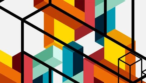 Abstract background. 3d cubes, cubic elements and blocks. Techno or business Illustrazione stock