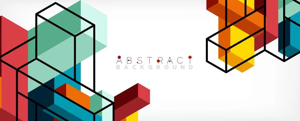 Abstract background. 3d cubes, cubic elements and blocks. Techno or business Stock Illustration