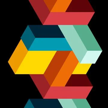 Abstract background. 3d cubes, cubic elements and blocks. Techno or business 库存插图