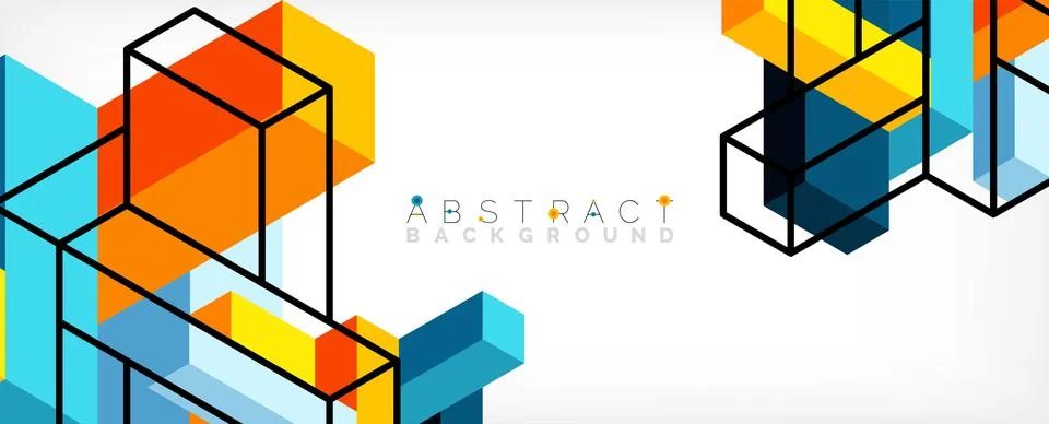 Abstract background. 3d cubes, cubic elements and blocks. Techno or business Stock Illustration