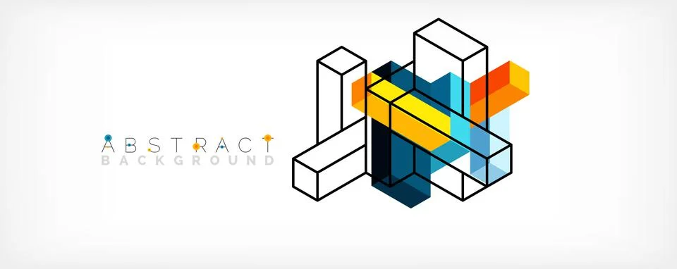 Abstract background. 3d cubes, cubic elements and blocks. Techno or business Illustrazione stock