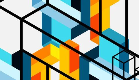 Abstract background. 3d cubes, cubic elements and blocks. Techno or business Illustrazione stock