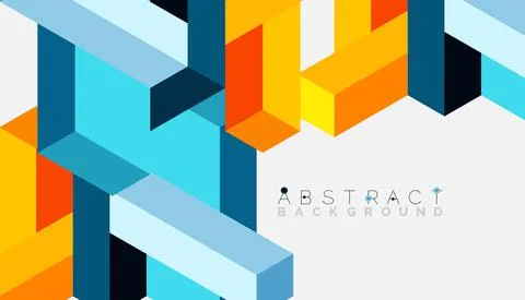 Abstract background. 3d cubes, cubic elements and blocks. Techno or business Illustrazione stock