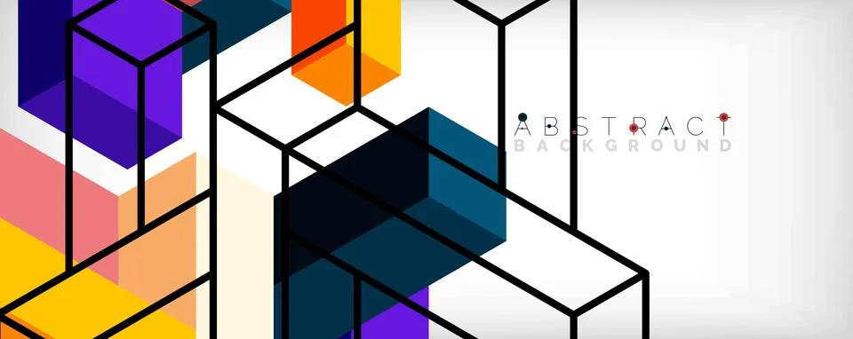 Abstract background. 3d cubes, cubic elements and blocks. Techno or business Stock Illustration