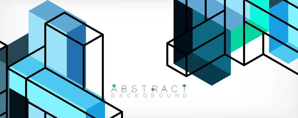 Abstract background. 3d cubes, cubic elements and blocks. Techno or business 스톡 일러스트
