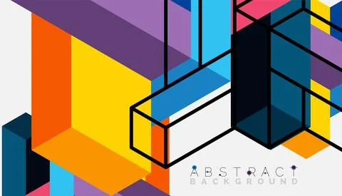 Abstract background. 3d cubes, cubic elements and blocks. Techno or business 库存插图