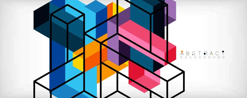 Abstract background. 3d cubes, cubic elements and blocks. Techno or business 스톡 일러스트