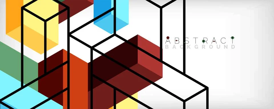 Abstract background. 3d cubes, cubic elements and blocks. Techno or business 스톡 일러스트