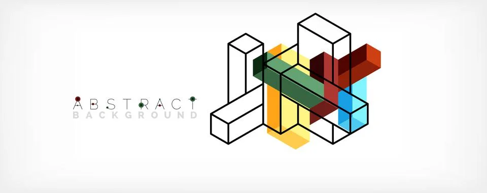 Abstract background. 3d cubes, cubic elements and blocks. Techno or business Illustrazione stock