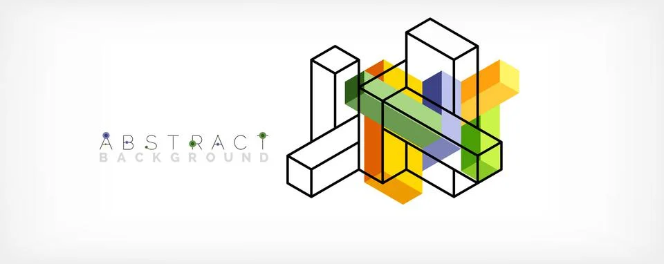 Abstract background. 3d cubes, cubic elements and blocks. Techno or business Stock Illustration