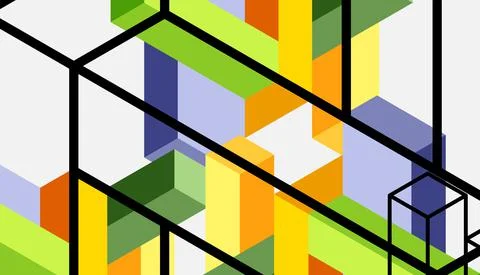 Abstract background. 3d cubes, cubic elements and blocks. Techno or business 스톡 일러스트