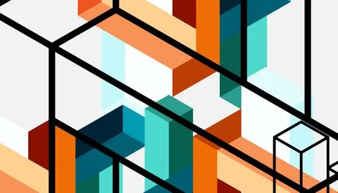 Abstract background. 3d cubes, cubic elements and blocks. Techno or business Illustrazione stock