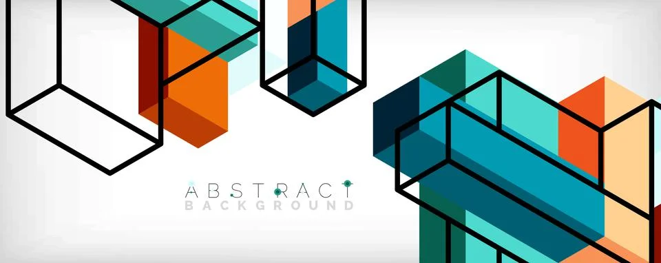 Abstract background. 3d cubes, cubic elements and blocks. Techno or business Illustrazione stock