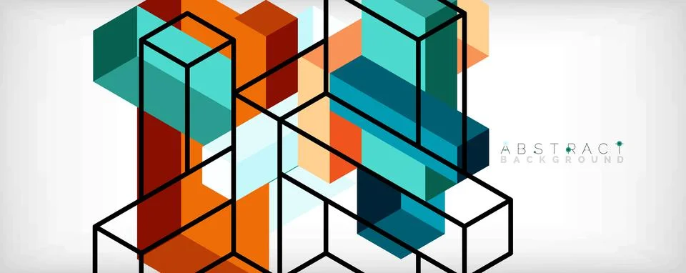 Abstract background. 3d cubes, cubic elements and blocks. Techno or business Illustrazione stock