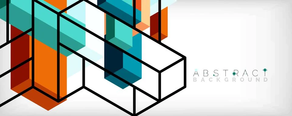 Abstract background. 3d cubes, cubic elements and blocks. Techno or business Illustrazione stock