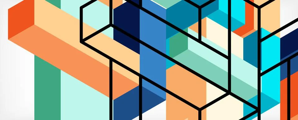 Abstract background. 3d cubes, cubic elements and blocks. Techno or business Illustrazione stock
