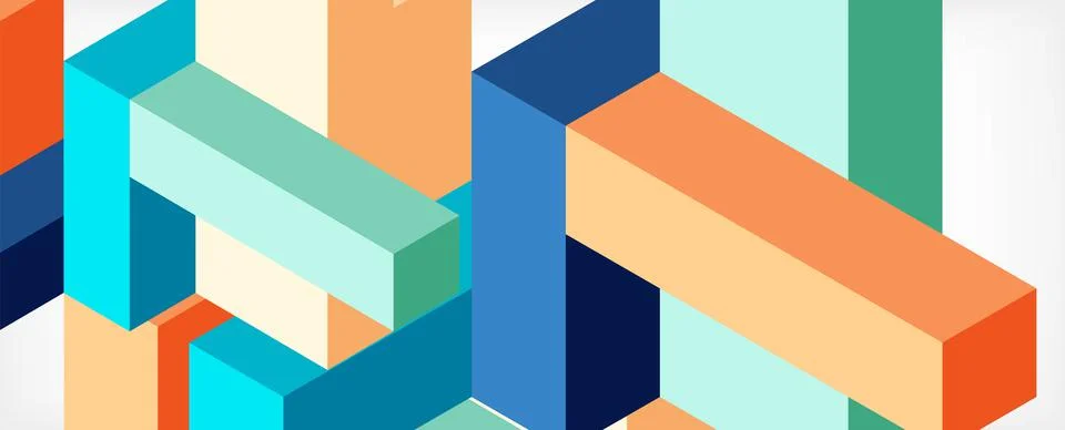 Abstract background. 3d cubes, cubic elements and blocks. Techno or business Illustrazione stock