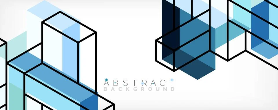 Abstract background. 3d cubes, cubic elements and blocks. Techno or business 스톡 일러스트
