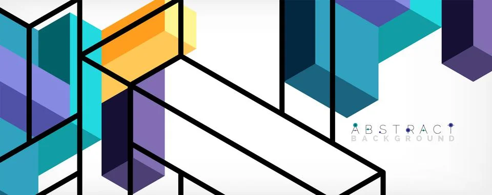 Abstract background. 3d cubes, cubic elements and blocks. Techno or business Illustrazione stock