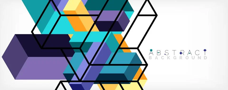 Abstract background. 3d cubes, cubic elements and blocks. Techno or business 스톡 일러스트