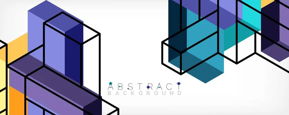 Abstract background. 3d cubes, cubic elements and blocks. Techno or business Stock Illustration