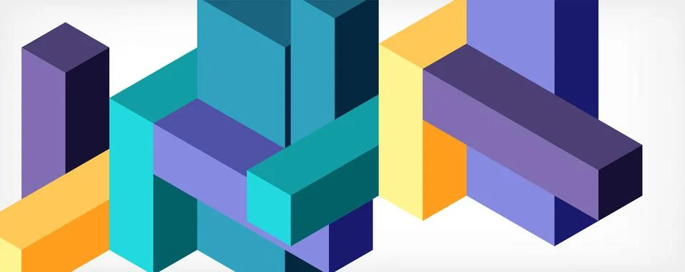 Abstract background. 3d cubes, cubic elements and blocks. Techno or business Stockillustratie