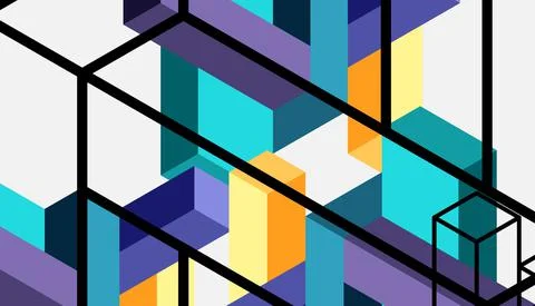 Abstract background. 3d cubes, cubic elements and blocks. Techno or business Illustrazione stock