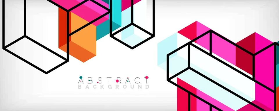 Abstract background. 3d cubes, cubic elements and blocks. Techno or business Illustrazione stock