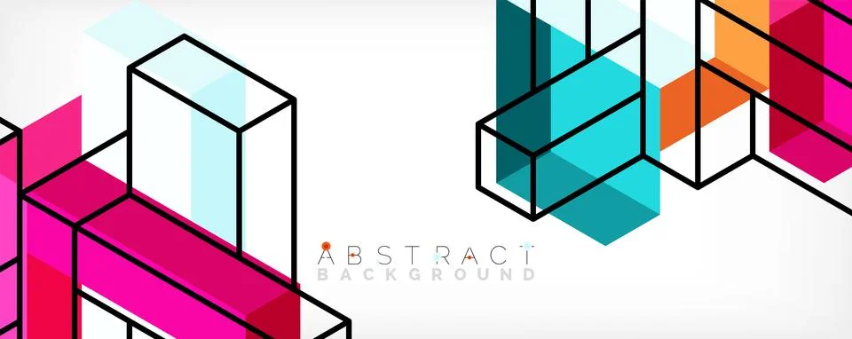 Abstract background. 3d cubes, cubic elements and blocks. Techno or business Illustrazione stock