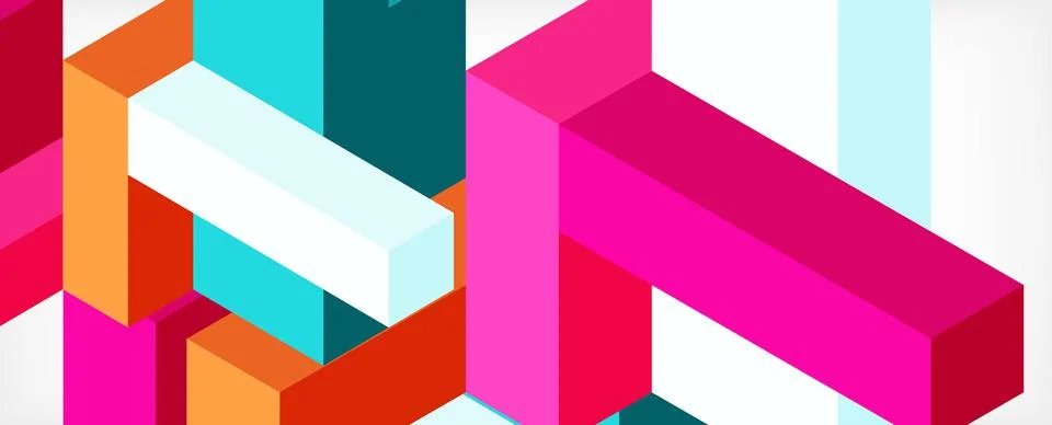 Abstract background. 3d cubes, cubic elements and blocks. Techno or business Stock Illustration