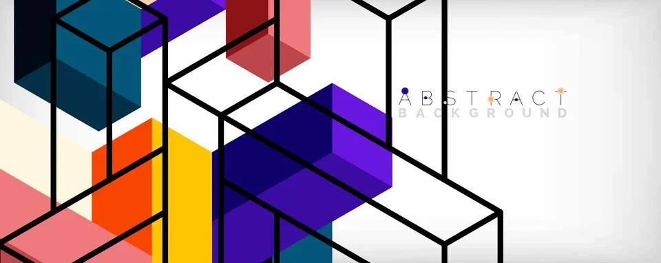 Abstract background. 3d cubes, cubic elements and blocks. Techno or business Illustrazione stock