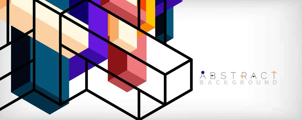 Abstract background. 3d cubes, cubic elements and blocks. Techno or business Stock Illustration