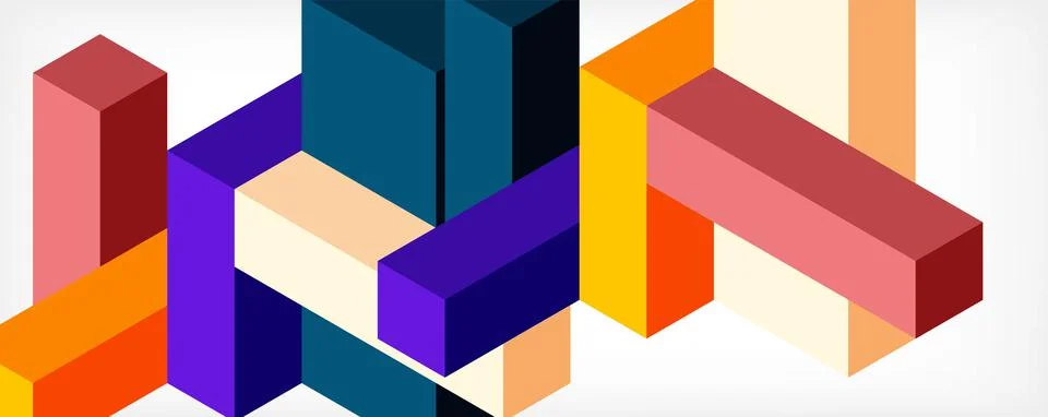 Abstract background. 3d cubes, cubic elements and blocks. Techno or business Illustrazione stock